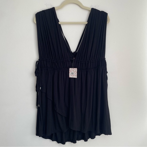 NWT NEW Free People Aries Deep Plunge V Neck Tank Top Tiered grunge vamp witchy - Picture 3 of 13